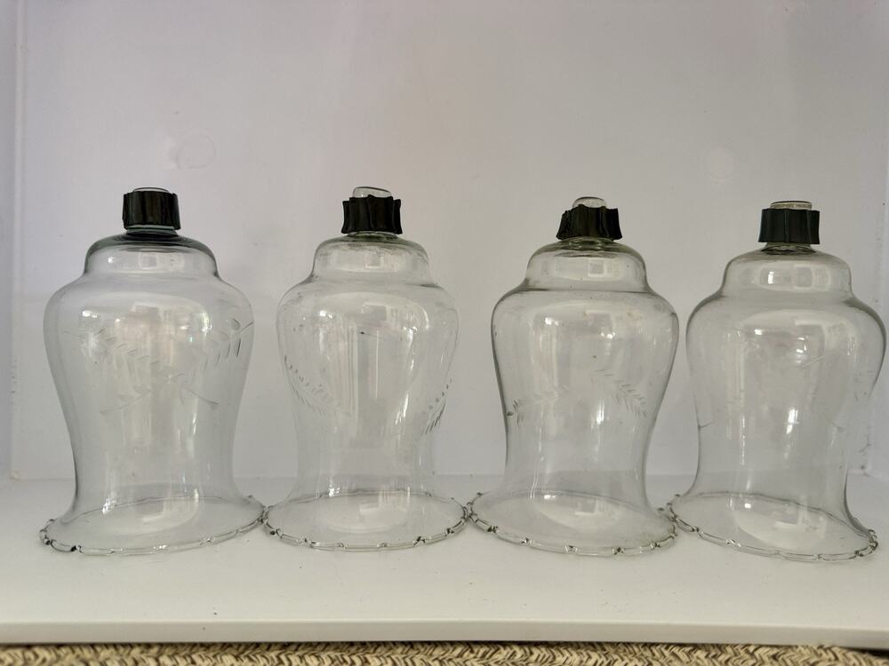 Etched Wheat Votive Cups Glass Peg Candles Home Interiors Vintage Quantity of 4